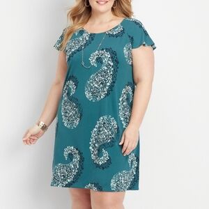 Maurices Feminine Vibrant Fun NWT size 0X paisley short sleeve dress